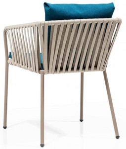 Casa Padrino Luxus Gartenstuhl Set Blau / Grau / Beige 50 x 45 x H. 73 cm - Moderne Gartenstühle mit Armlehnen - Garten & Gastronomie Möbel