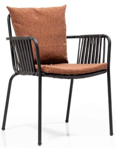 Casa Padrino Luxus Gartenstuhl Set Braun / Schwarz 50 x 45 x H. 82 cm - Moderne Gartenstühle mit Armlehnen - Garten & Gastronomie Möbel