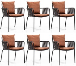 Casa Padrino ensemble de chaises de jardin de luxe marron / noir 50 x 45 x H. 82 cm - Chaises de jardin modernes avec accoudoirs - Mobilier de Jardin et de Gastronomie