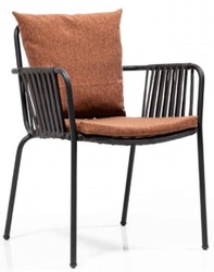 Casa Padrino ensemble de chaises de jardin de luxe marron / noir 50 x 45 x H. 82 cm - Chaises de jardin modernes avec accoudoirs - Mobilier de Jardin et de Gastronomie