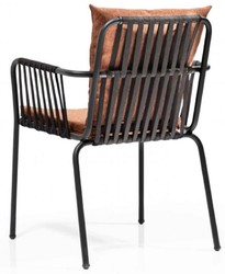 Casa Padrino ensemble de chaises de jardin de luxe marron / noir 50 x 45 x H. 82 cm - Chaises de jardin modernes avec accoudoirs - Mobilier de Jardin et de Gastronomie