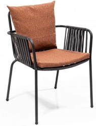 Casa Padrino ensemble de chaises de jardin de luxe marron / noir 50 x 45 x H. 82 cm - Chaises de jardin modernes avec accoudoirs - Mobilier de Jardin et de Gastronomie