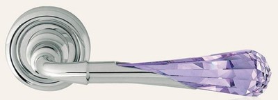 Casa Padrino set di maniglia per porta di lusso argento / viola 15 x A. 5 cm - Maniglie per porte in ottone nobile con cristallo Swarovski - Qualità di Lusso