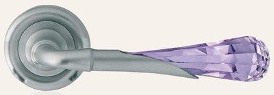 Casa Padrino set di maniglia per porta di lusso grigio / viola 15 x A. 5 cm - Maniglie per porte in ottone nobile con cristallo Swarovski - Qualità di Lusso
