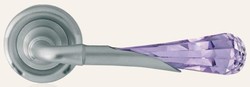Casa Padrino set di maniglia per porta di lusso grigio / viola 15 x A. 5 cm - Maniglie per porte in ottone nobile con cristallo Swarovski - Qualità di Lusso