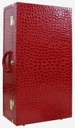 Luxus Echtleder Koffer Reisekoffer mit Rollen Rot Gold Luxury Genuine Leather Travel Suitcase with Wheels Red Gold 