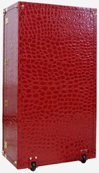 Luxus Echtleder Koffer Reisekoffer mit Rollen Rot Gold Luxury Genuine Leather Travel Suitcase with Wheels Red Gold 