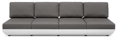 Casa Padrino Luxus Gartensofa Matt Weiß / Dunkelgrau 330 x 95 x H. 90 cm - Wetterbeständiges Garten Terrassen Sofa mit verstellbaren Rückenlehnen - Hotel Möbel - Luxus Qualität