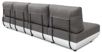 Casa Padrino Luxus Gartensofa Matt Weiß / Dunkelgrau 330 x 95 x H. 90 cm - Wetterbeständiges Garten Terrassen Sofa mit verstellbaren Rückenlehnen - Hotel Möbel - Luxus Qualität