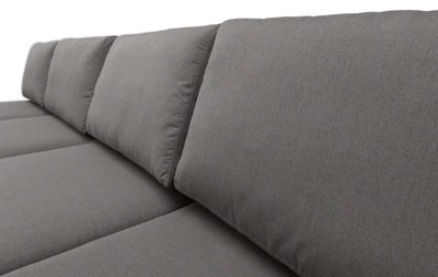 Casa Padrino Luxus Gartensofa Matt Weiß / Dunkelgrau 330 x 95 x H. 90 cm - Wetterbeständiges Garten Terrassen Sofa mit verstellbaren Rückenlehnen - Hotel Möbel - Luxus Qualität