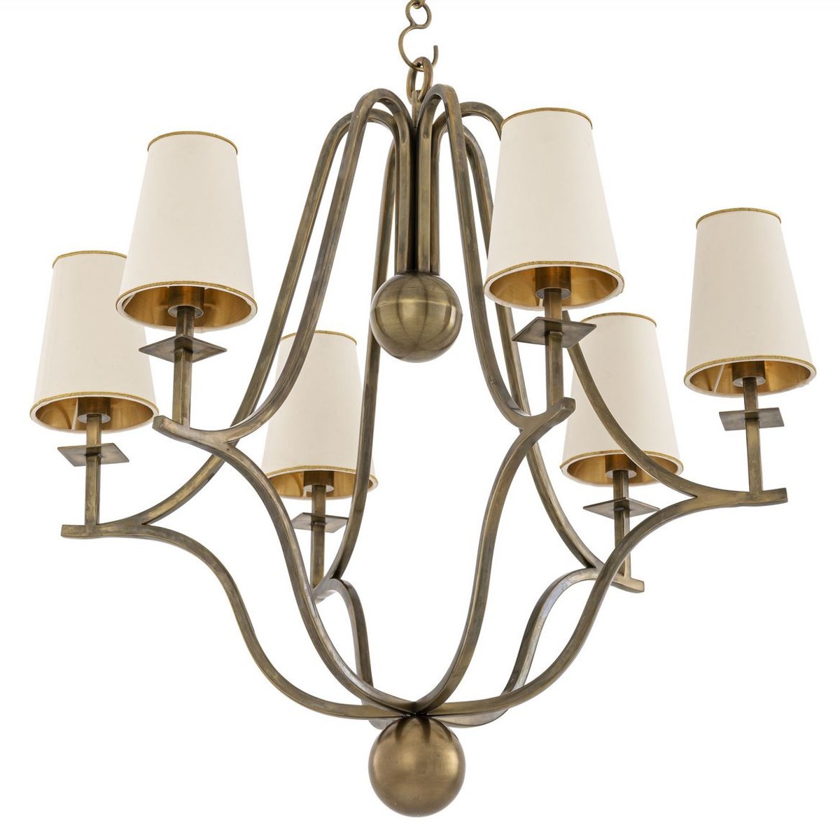 Casa Padrino lustre Art Nouveau de luxe laiton vintage / blanc / or 76 x 76 x H. 76 cm - Lustres Baroque & Art Nouveau - Qualité de Luxe