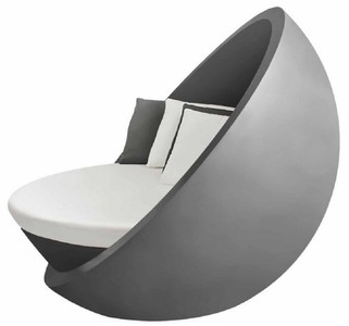 Casa Padrino Designer Liegeinsel Matt Grau / Weiß 140 x 130 x H. 122 cm - Wetterbeständiger Sonneninsel - Garten Terrassen Hotel Möbel - Luxus Qualität