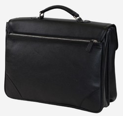 Casa Padrino file valigetta in vera pelle di lusso nero / argento 42 x 16 x A. 29 cm - Borsa per laptop da uomo in pelle di alta qualità - Accessori da Uomo di Lusso