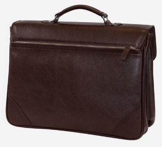 Casa Padrino Luxus Echtleder Aktentasche Dunkelbraun / Silber 42 x 16 x H. 29 cm - Herren Laptoptasche aus hochwertigem Leder - Luxus Herren Accessoires