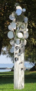 Casa Padrino scultura da giardino di design in acciaio inossidabile albero portamonete argento 75 x 70 x A. 260 cm - Decorazione da giardino resistente alle intemperie fatta a mano