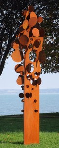 Casa Padrino scultura da giardino di design in acciaio albero portamonete ruggine 75 x 70 x A. 260 cm - Decorazione da giardino resistente alle intemperie fatta a mano