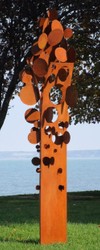 Casa Padrino escultura de jardín de acero de diseño Árbol de monedas óxido 75 x 70 x A. 260 cm - Decoración de jardín hecha a mano resistente a la intemperie