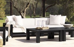 Casa Padrino canapé de jardin de luxe noir / blanc 273,5 x 100 x H. 72 cm - Canapé de terrasse de jardin résistant aux intempéries avec coussins - Mobilier d'Hôtel - Qualité de Luxe