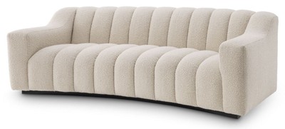 Casa Padrino sofá de lujo crema / negro 234 x 96 x A. 76,5 cm - Sofá de salón ligeramente curvado - Sofá de Hotel - Calidad de Lujo