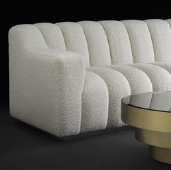 Casa Padrino divano di lusso crema / nero 234 x 96 x A. 76,5 cm - Divano da soggiorno leggermente curvo - Divano Hotel - Qualità di Lusso