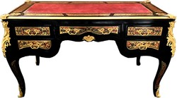 Casa Padrino Secrétaire Baroque Boulle de Style Français Noir / Or 140 cm - Bureau de Style Antique avec Tiroir - Mobilier de Bureau Baroque Casa Padrino Secrétaire Baroque Boulle de Style Français Noir / Or 140 cm - Bureau de Style Antique avec Tiroir - Mobilier de Bureau Baroque