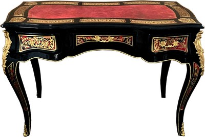 Casa Padrino Segretario Boulle barocco in stile francese nero / rosso / oro 120 cm - Scrivania artigianale in stile antico - Mobili da ufficio barocco Casa Padrino Segretario Boulle barocco in stile francese nero / rosso / oro 120 cm - Scrivania artigianale in stile antico - Mobili da ufficio barocco