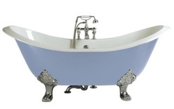 Casa Padrino Bañera de lujo Art Nouveau de hierro fundido azul claro / blanco / plateado 180 x 77 x H. 79 cm - Bañera curvada independiente - Muebles de baño barrocos y Art Nouveau Casa Padrino Bañera de lujo Art Nouveau de hierro fundido azul claro / blanco / plateado 180 x 77 x H. 79 cm - Bañera curvada independiente - Muebles de baño barrocos y Art Nouveau