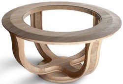 Casa Padrino tavolo da salotto in legno massello naturale Ø 73 x A. 43 cm - Tavolo da soggiorno rotondo in legno di rovere con piano in vetro - Mobili da soggiorno in legno massello
