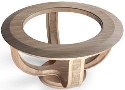 Casa Padrino tavolo da salotto in legno massello naturale Ø 73 x A. 43 cm - Tavolo da soggiorno rotondo in legno di rovere con piano in vetro - Mobili da soggiorno in legno massello
