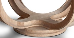 Casa Padrino tavolo da salotto in legno massello naturale Ø 73 x A. 43 cm - Tavolo da soggiorno rotondo in legno di rovere con piano in vetro - Mobili da soggiorno in legno massello
