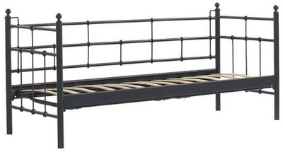 Casa Padrino Jugendstil Gartensofa Schwarz / Bordeauxrot 200 x 70 x H. 92 cm - Garten Sofa - Terrassen Sofa - Garten & Terrassen Möbel