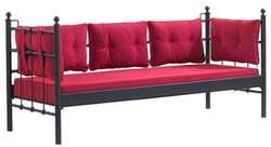 Casa Padrino canapé de jardin Art Nouveau noir / bordeaux rouge 200 x 70 x H. 92 cm - Canapé de Jardin - Canapé de Patio - Mobilier de Jardin et Patio