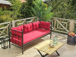 Casa Padrino canapé de jardin Art Nouveau noir / bordeaux rouge 200 x 70 x H. 92 cm - Canapé de Jardin - Canapé de Patio - Mobilier de Jardin et Patio