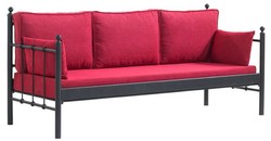 Casa Padrino Art Nouveau garden sofa black / bordeaux red 200 x 70 x H. 92 cm - Garden Sofa - Patio Sofa - Art Nouveau Garden & Patio Furniture