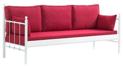 Casa Padrino Art Nouveau garden sofa white / bordeaux red 200 x 70 x H. 92 cm - Garden Sofa - Patio Sofa - Art Nouveau Garden & Patio Furniture