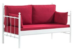 Casa Padrino Art Nouveau garden sofa white / bordeaux red 140 x 70 x H. 92 cm - Garden Sofa - Patio Sofa - Art Nouveau Garden & Patio Furniture