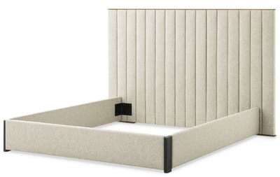 Casa Padrino luxury double bed frame with headboard natural / brass / anthracite gray 224 x 224 x H. 145.5 cm - Bedroom Furniture - Hotel Furniture - Luxury Quality