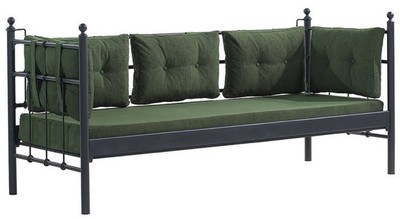 Casa Padrino Art Nouveau garden sofa black / dark green 200 x 70 x H. 92 cm - Garden Sofa - Patio Sofa - Garden & Patio Furniture