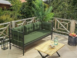 Casa Padrino canapé de jardin Art Nouveau noir / vert foncé 200 x 70 x H. 92 cm - Canapé de Jardin - Canapé de Patio - Mobilier de Jardin et Patio