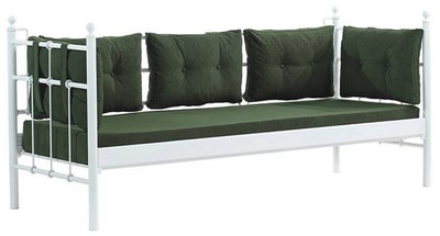 Casa Padrino Art Nouveau garden sofa white / dark green 200 x 70 x H. 92 cm - Garden Sofa - Patio Sofa - Garden & Patio Furniture