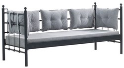 Casa Padrino Art Nouveau garden sofa black / light gray 200 x 70 x H. 92 cm - Garden Sofa - Patio Sofa - Garden & Patio Furniture