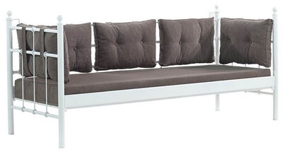 Casa Padrino divano da giardino Art Nouveau bianco / grigio scuro 200 x 70 x A. 92 cm - Divano da Giardino - Divano da Terrazza - Mobili da Giardino e da Terrazza