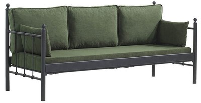 Casa Padrino divano da giardino Art Nouveau nero / verde scuro 200 x 70 x A. 92 cm - Divano da Giardino - Divano da Terrazza - Mobili da Giardino e da Terrazza Art Nouveau