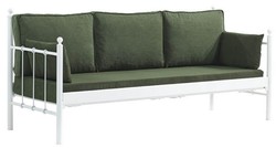 Casa Padrino Art Nouveau garden sofa white / dark green 200 x 70 x H. 92 cm - Garden Sofa - Patio Sofa - Art Nouveau Garden & Patio Furniture