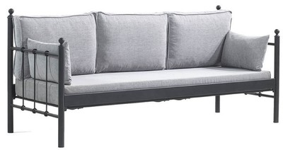 Casa Padrino divano da giardino Art Nouveau nero / grigio chiaro 200 x 70 x A. 92 cm - Divano da Giardino - Divano da Terrazza - Mobili da Giardino e da Terrazza Art Nouveau