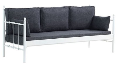 Casa Padrino divano da giardino Art Nouveau bianco / grigio scuro 200 x 70 x A. 92 cm - Divano da Giardino - Divano da Terrazza - Mobili da Giardino e da Terrazza Art Nouveau