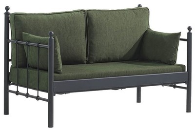 Casa Padrino divano da giardino Art Nouveau nero / verde scuro 140 x 70 x A. 92 cm - Divano da Giardino - Divano da Terrazza - Mobili da Giardino e da Terrazza Art Nouveau