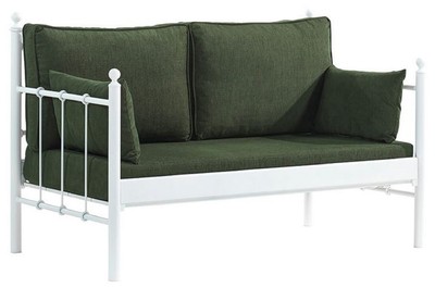 Casa Padrino divano da giardino Art Nouveau bianco / verde scuro 140 x 70 x A. 92 cm - Divano da Giardino - Divano da Terrazza - Mobili da Giardino e da Terrazza Art Nouveau
