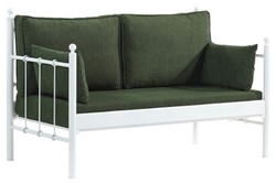 Casa Padrino Art Nouveau garden sofa white / dark green 140 x 70 x H. 92 cm - Garden Sofa - Patio Sofa - Art Nouveau Garden & Patio Furniture