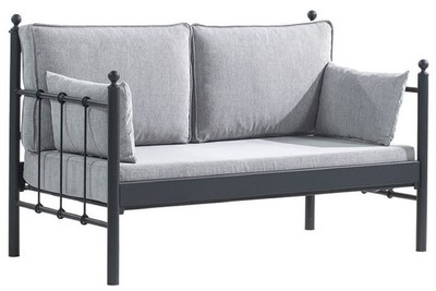 Casa Padrino divano da giardino Art Nouveau nero / grigio chiaro 140 x 70 x A. 92 cm - Divano da Giardino - Divano da Terrazza - Mobili da Giardino e da Terrazza Art Nouveau
